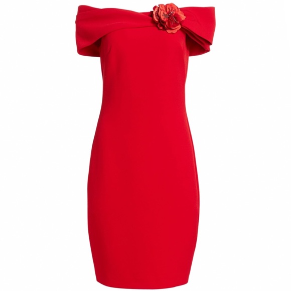 Badgley Mischka Off the Shoulder Brooch Dress - Picture 7 of 8